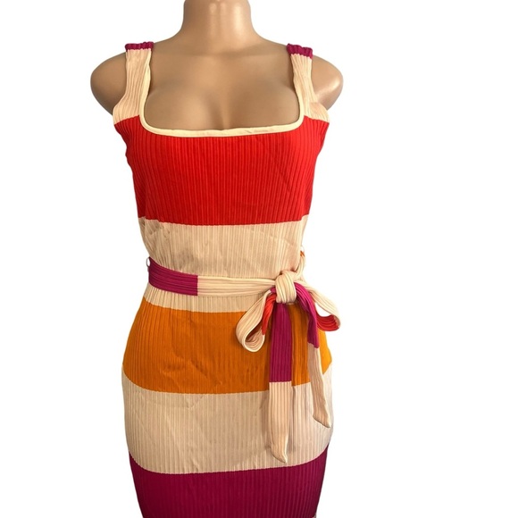 Ted Baker Ribbed Midi Casual Striped Dress Multicolor - Picture 3 of 10